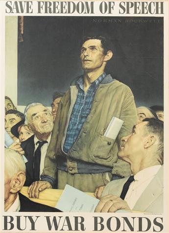 NORMAN ROCKWELL (1894-1978). [THE FOUR FREEDOMS.] Group of 4 posters. 1943. 28x20 inches, 71x50 cm. U.S. Government Printing Office, Wa